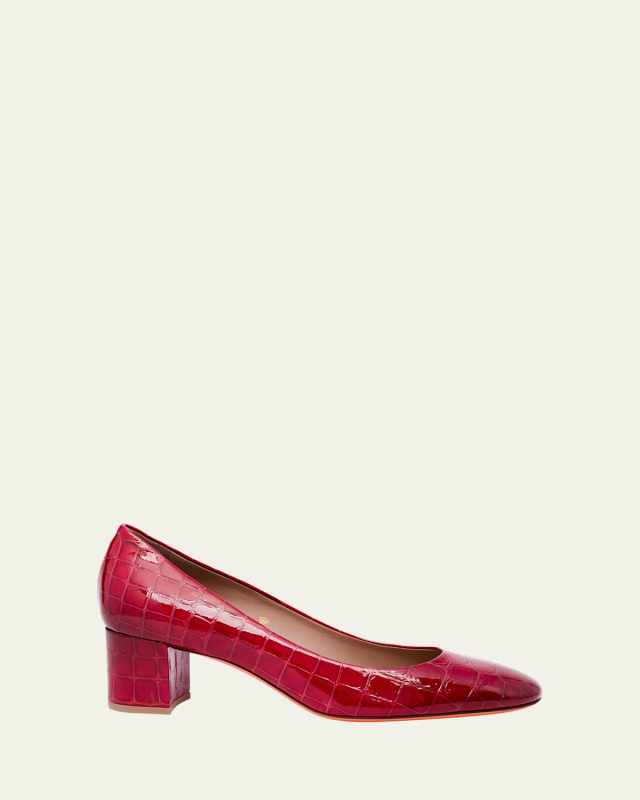 Fight Croc-Embossed Leather Pumps